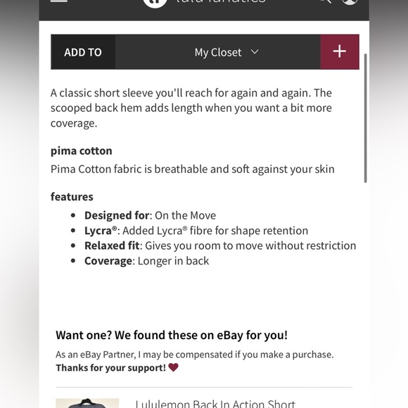 Lululemon NWOT Back In Action Short Sleeve **** - Picture 2 of 7